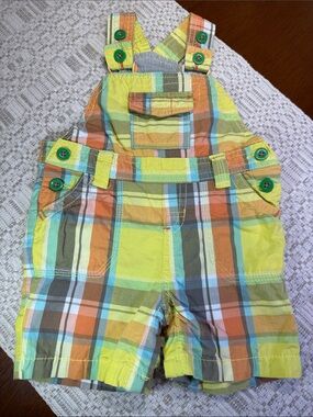 Baby Plaid Short Overalls